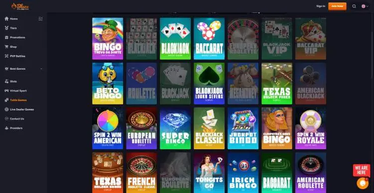 Blaze Spins Casino table games screenshot