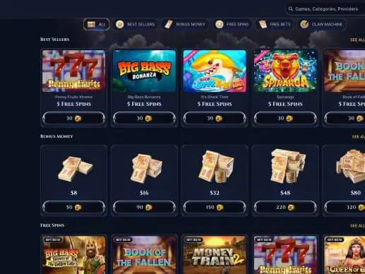 Cazeus Casino bonus shop screenshot