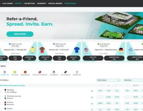 Spinoli sportsbook screenshot