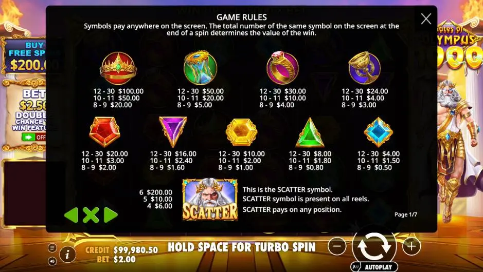Gates of Olympus 1000 Slot Game Rules