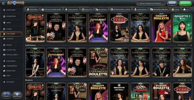 Astromania Casino live games screenshot