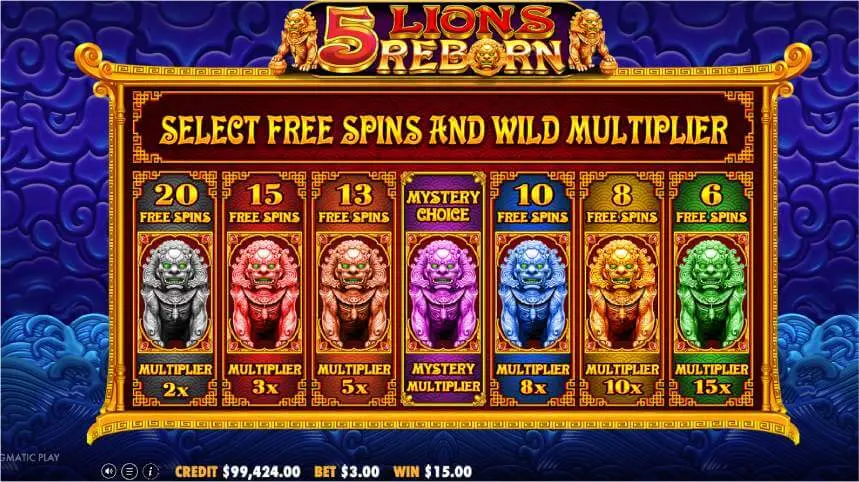 5 Lions Reborn Slot FS Choice Feature